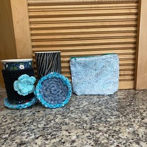 Denim Coasters Cup Cozy with Tral Bag